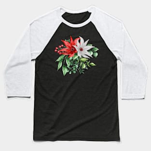 Winter Flowers and Foliage Baseball T-Shirt